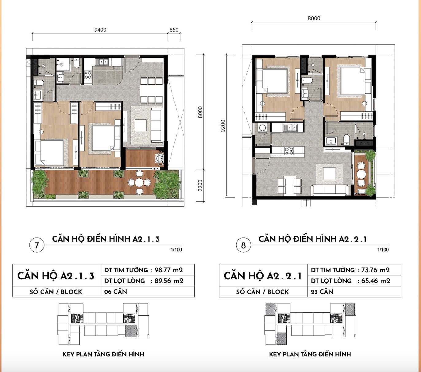 THIẾT KẾ CĂN HỘ ĐIỂN HÌNH 2 PHÒNG NGỦ