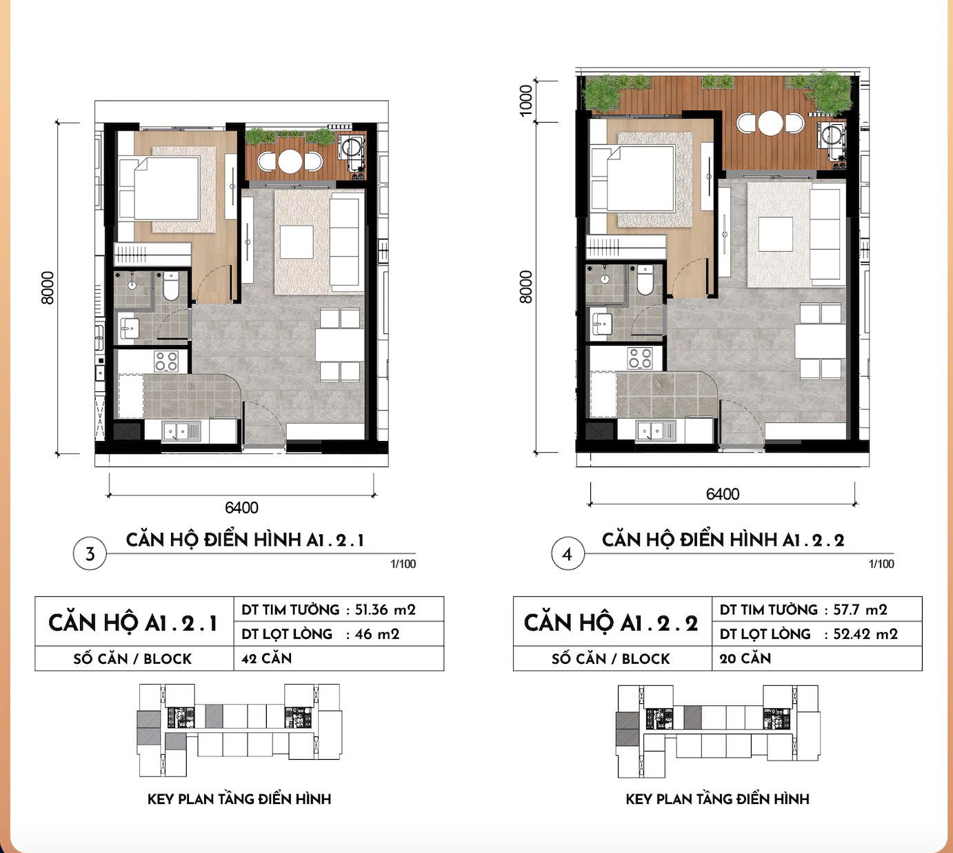 THIẾT KẾ CĂN HỘ ĐIỂN HÌNH 1 PHÒNG NGỦ