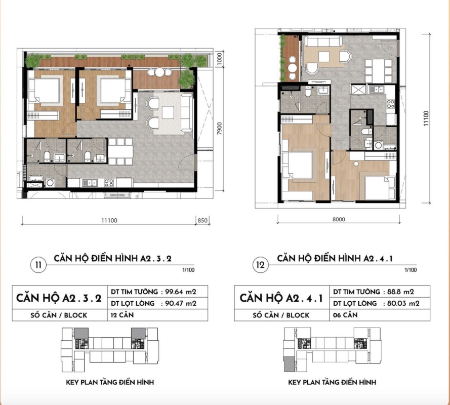 THIẾT KẾ CĂN HỘ ĐIỂN HÌNH 2 PHÒNG NGỦ